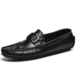 crocodile-patterned leather casual shoes