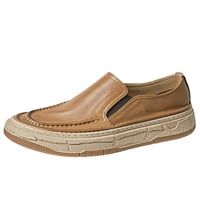 Genuine leather round-toe breathable loafers