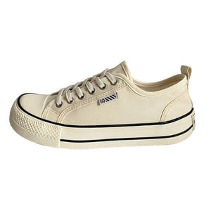 Lace-up thick-soled flat-heeled sneakers, versatile and cute casual shoes