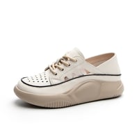 Top-grain cowhide casual sports hollow flat leather light shoes
