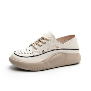 Top-grain cowhide casual sports hollow flat leather light shoes