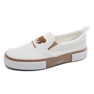 Bear canvas shoes for girls students loafers slip-on shoes flat shoes