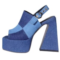Multicolor denim shaped high heels