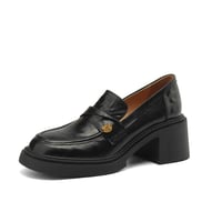 Black platform leather shoes