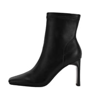 Women's square toe chunky heel low-top ankle boots with side zipper