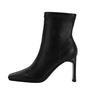Women's square toe chunky heel low-top ankle boots with side zipper