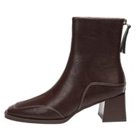 Chunky heeled Martin boots British style reddish brown knight boots