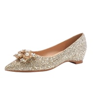 Rhinestone square buckle petite height-enhancing shoes